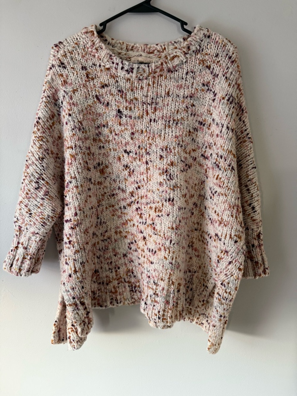 Lou & Grey Speckled Cream Knit Sweater Multi Color Cozy Women's Pullover Size M